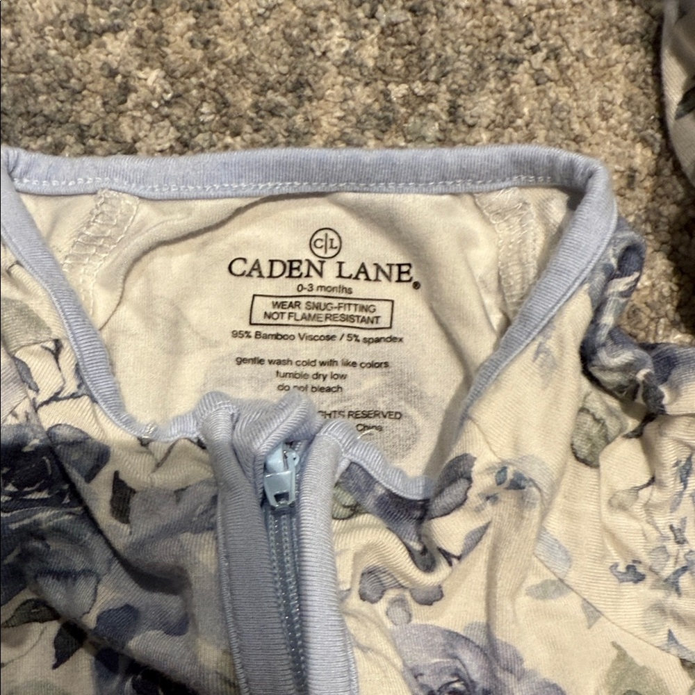 Caden Lane Blue Floral Kids Footie - Picture 2 of 3